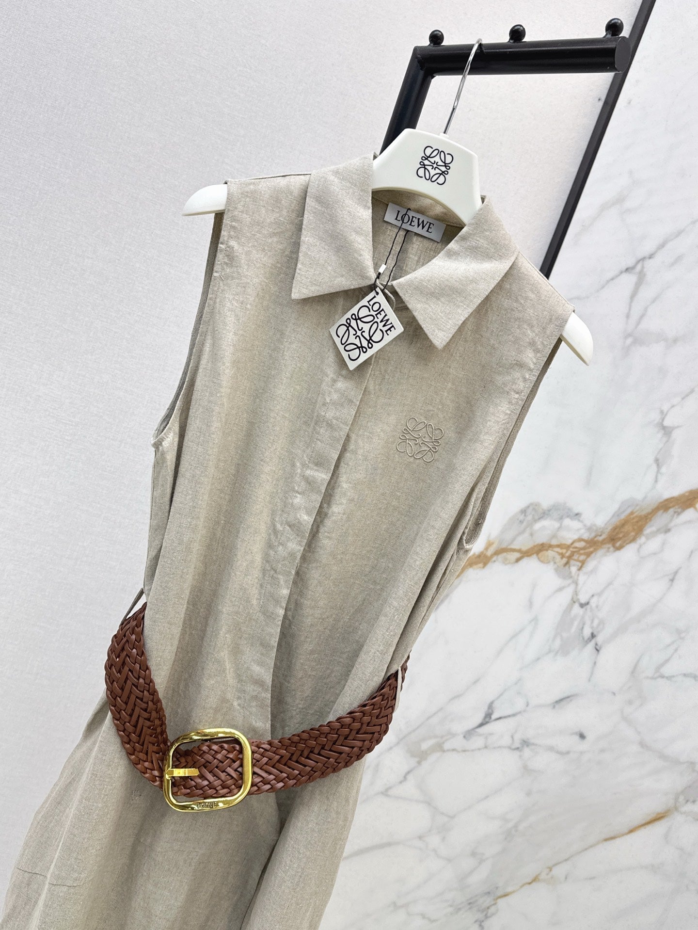 Loe* 25ss long linen belted dress