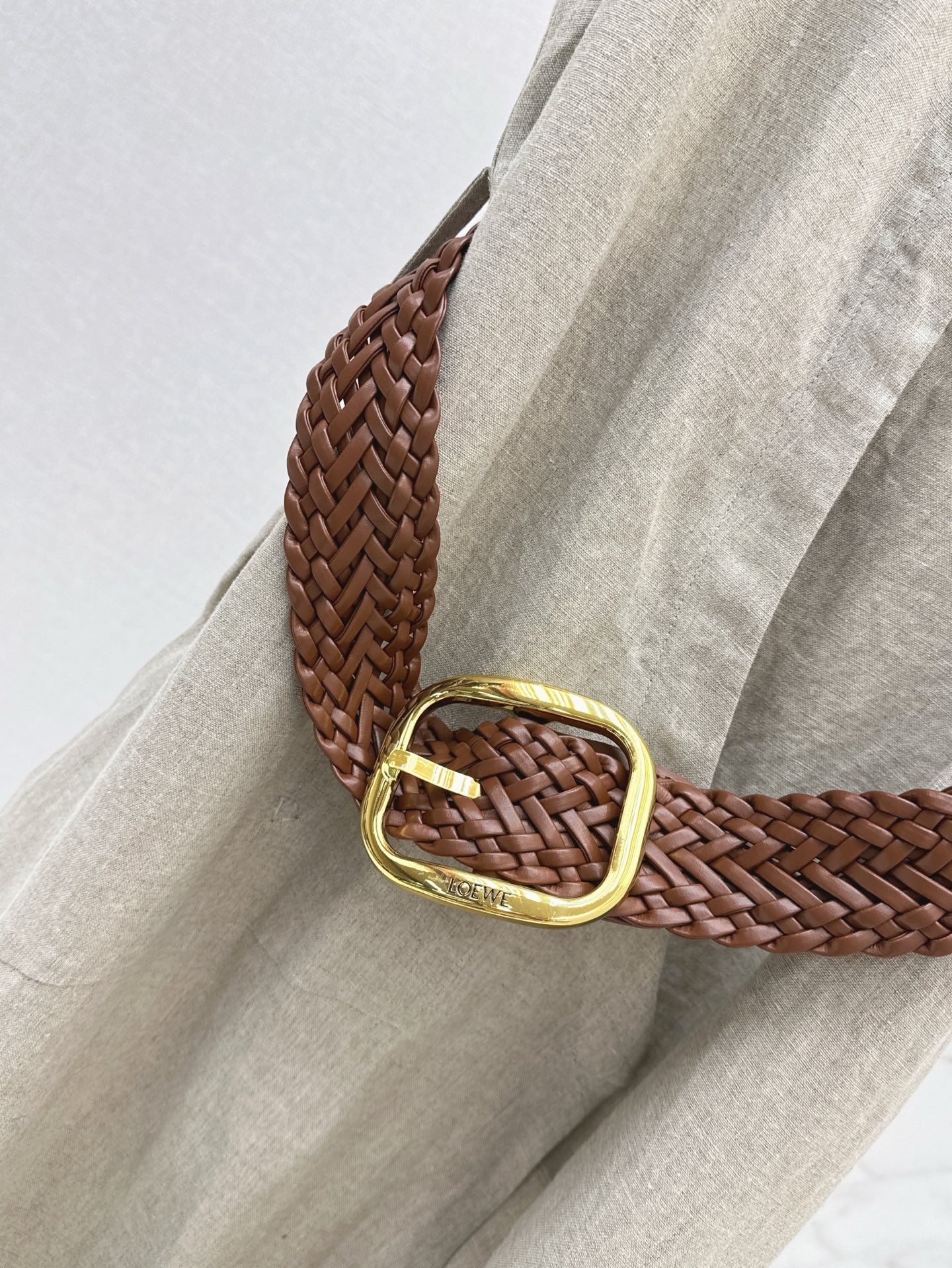 Loe* 25ss long linen belted dress