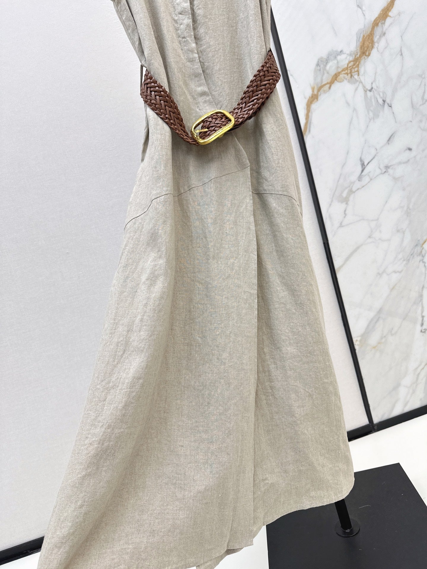 Loe* 25ss long linen belted dress