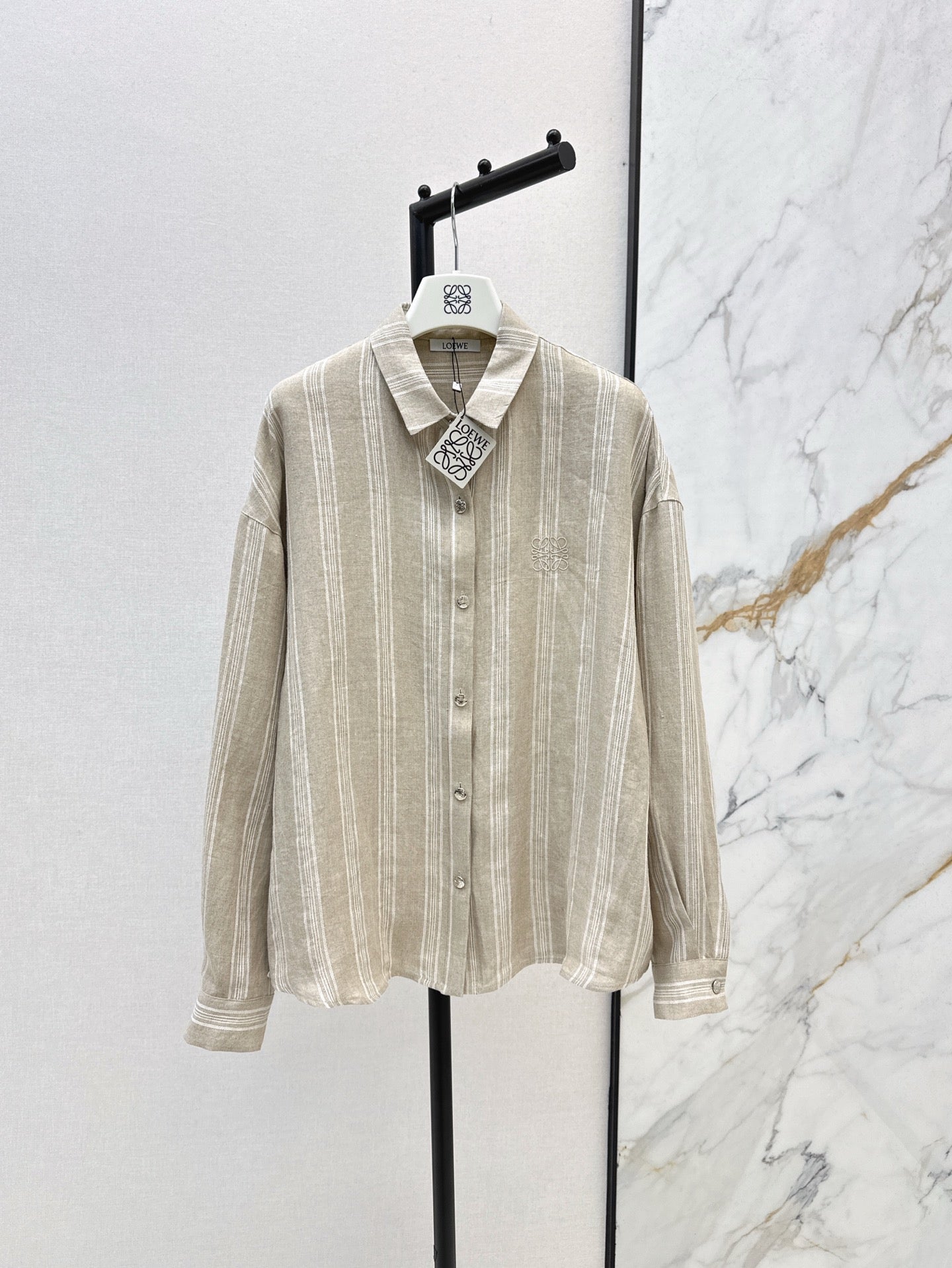 Loe* 25ss linen striped shirt
