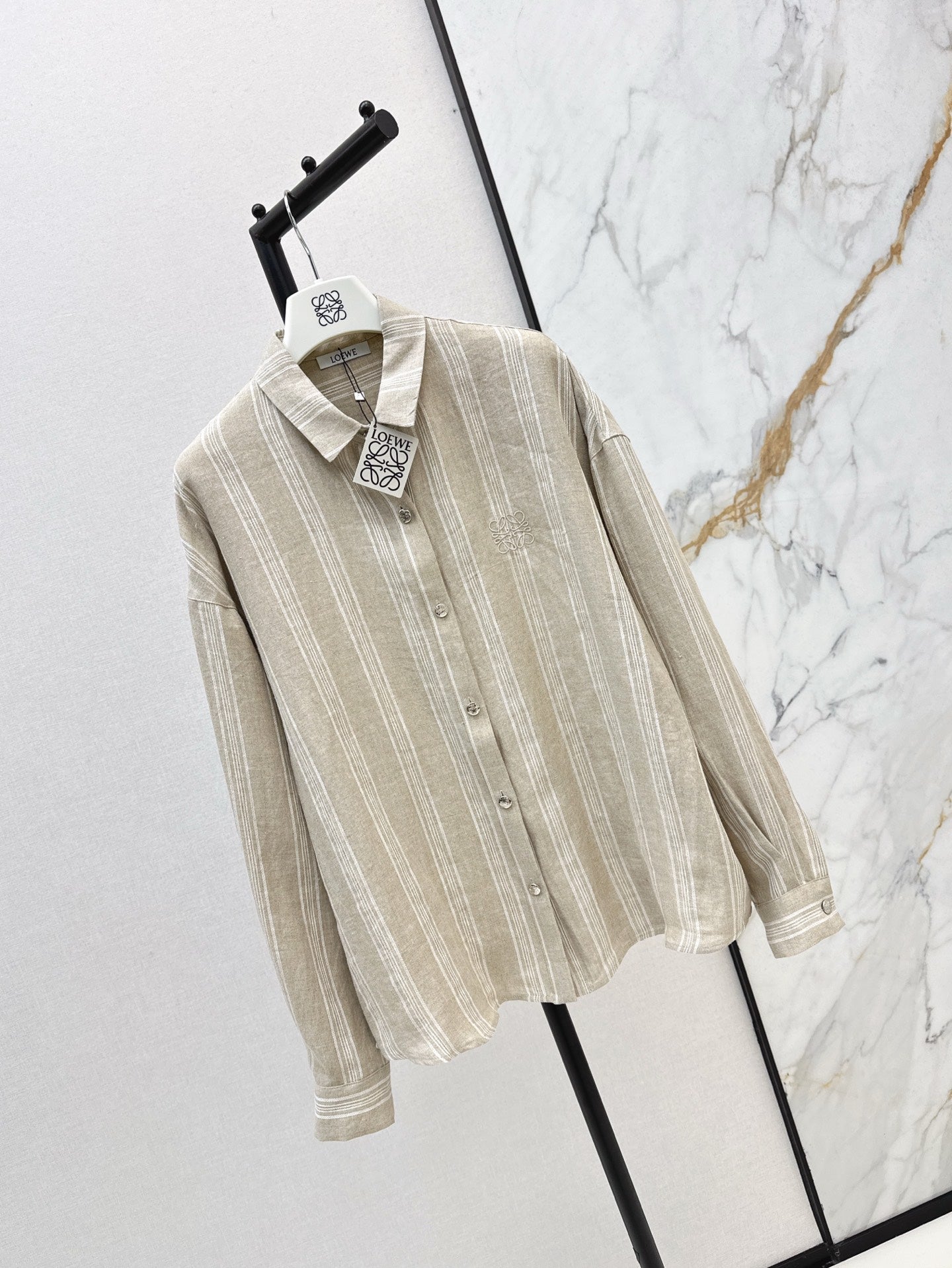 Loe* 25ss linen striped shirt