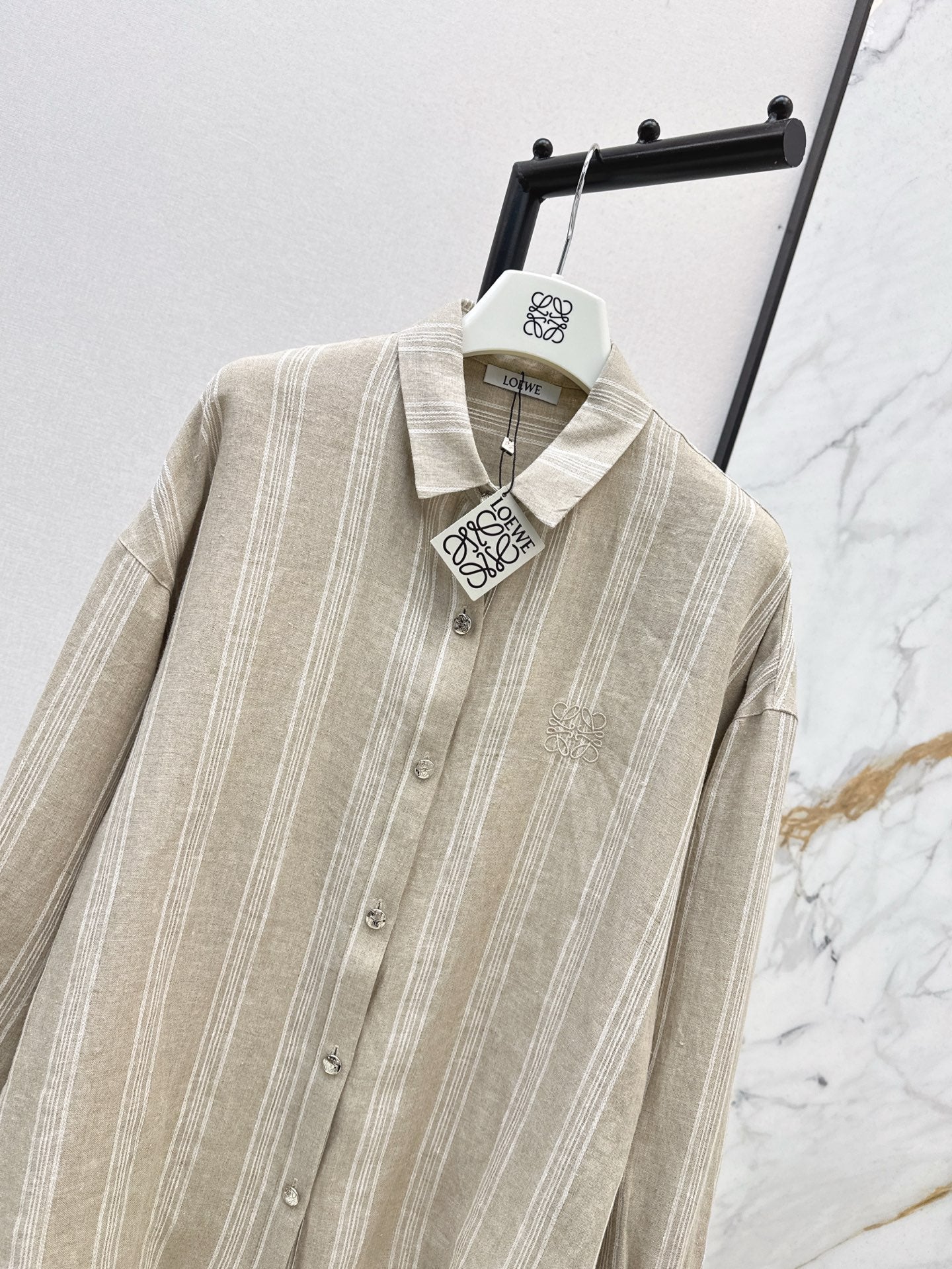 Loe* 25ss linen striped shirt