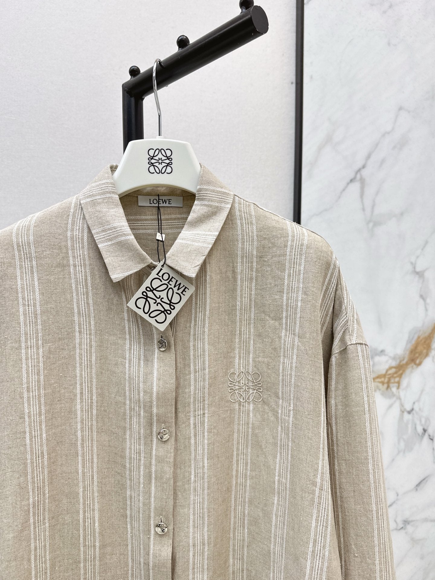 Loe* 25ss linen striped shirt