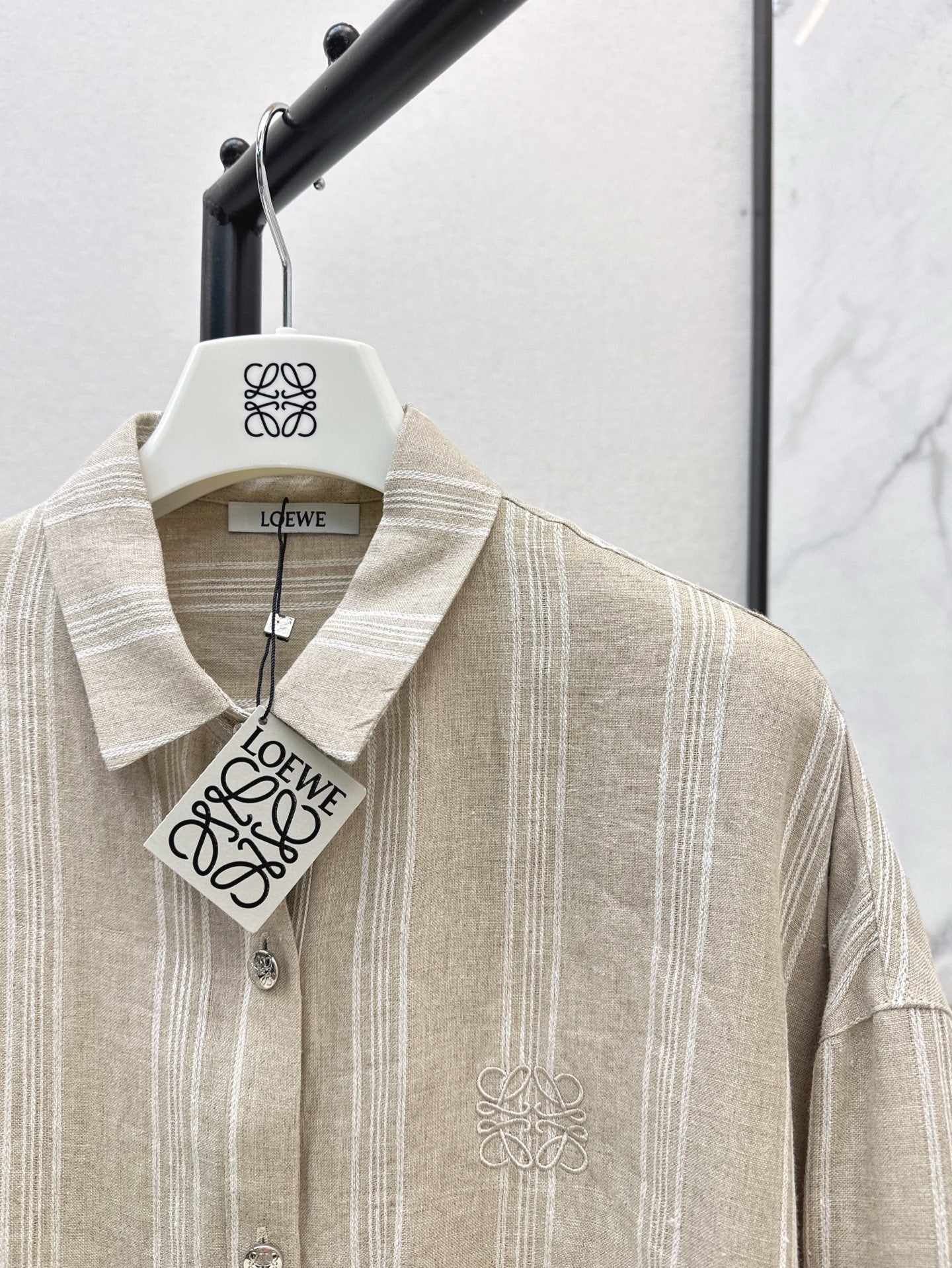 Loe* 25ss linen striped shirt