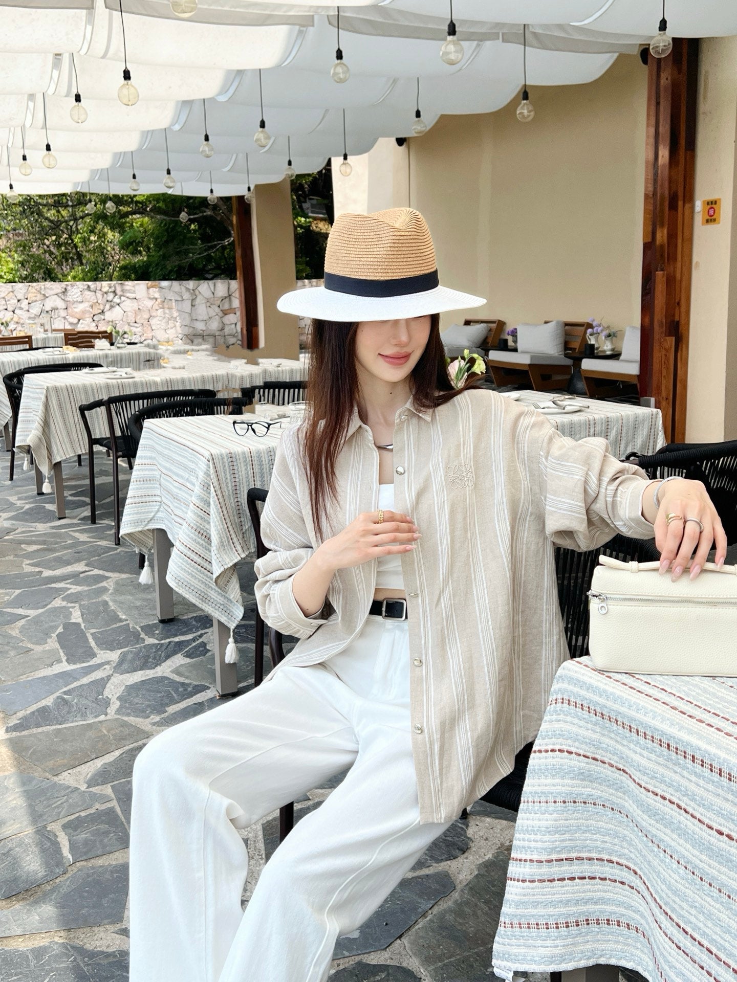 Loe* 25ss linen striped shirt