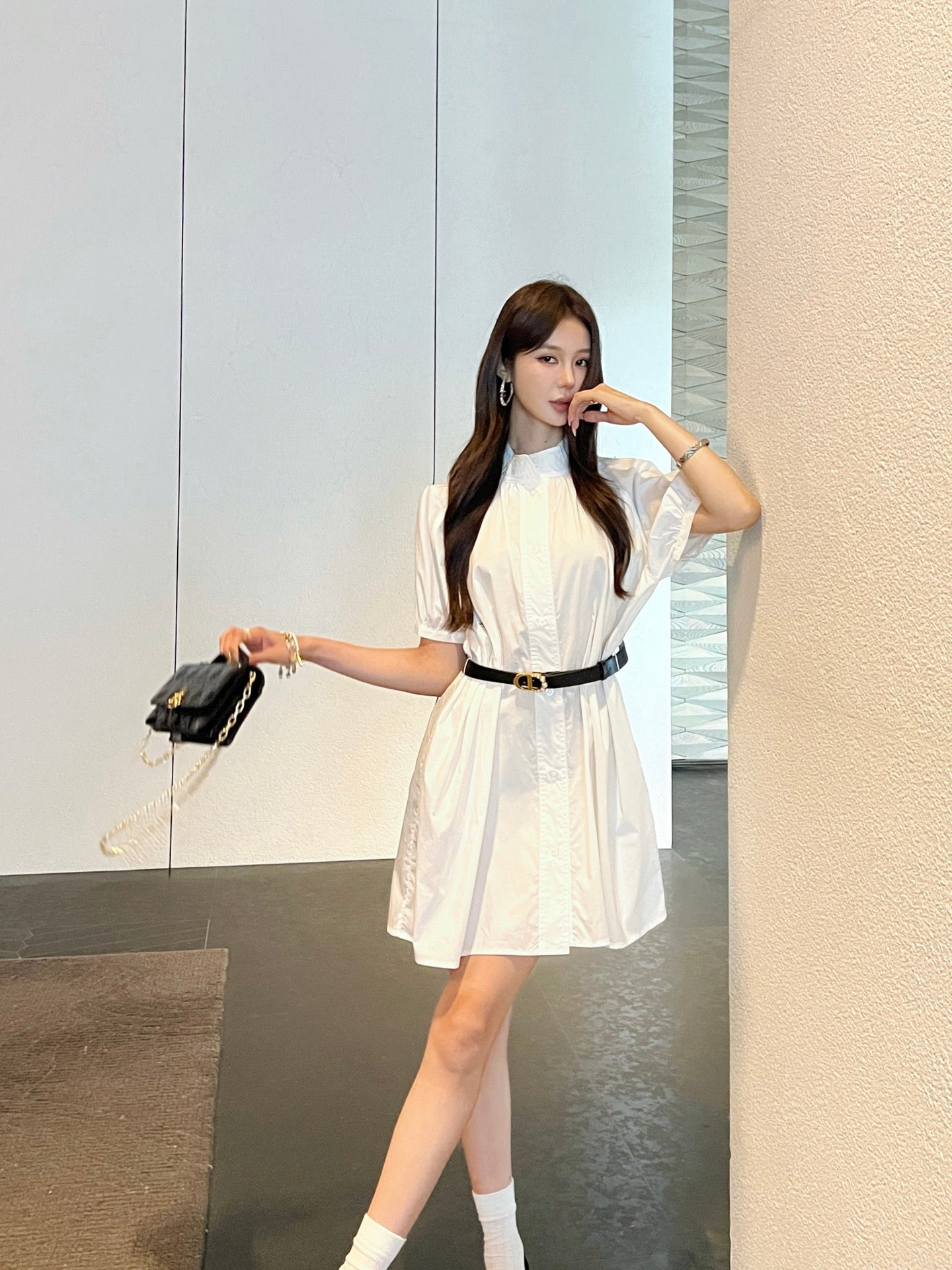 D*r 25ss belted shirt dress