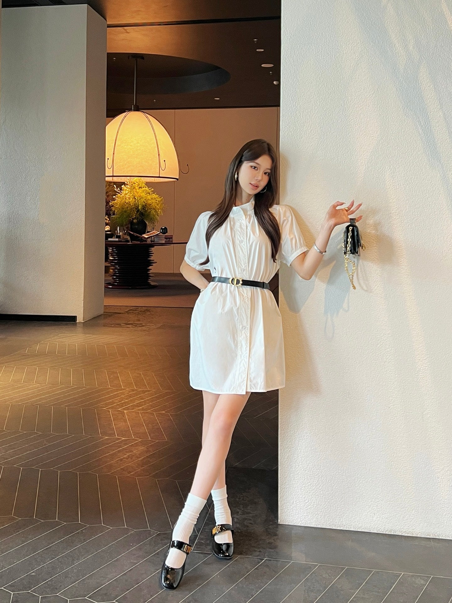 D*r 25ss belted shirt dress