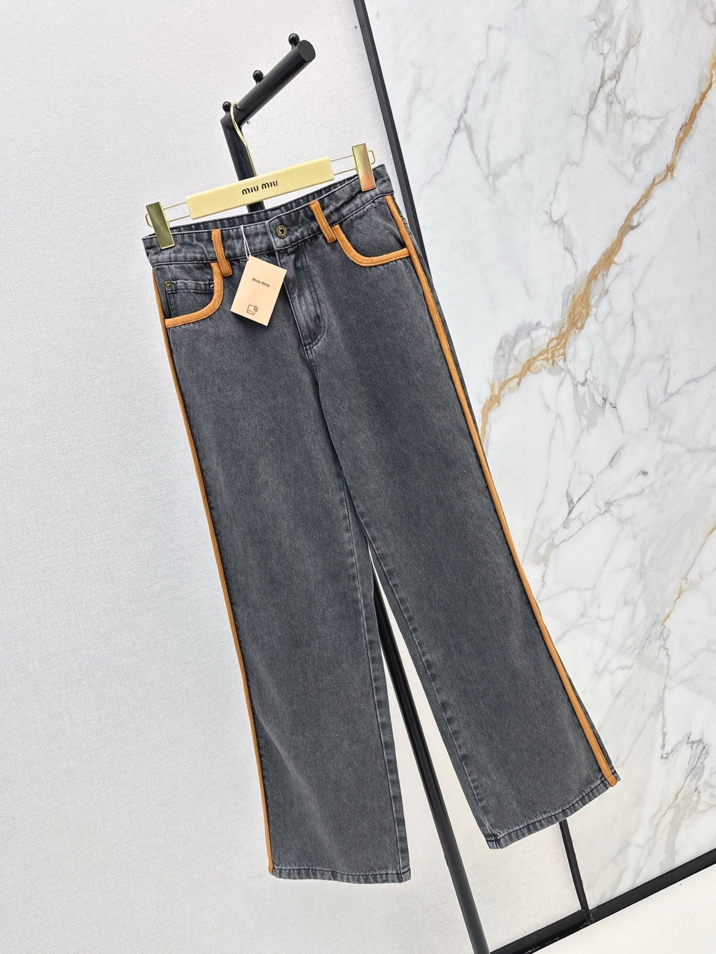 M*u 25ss denim and leather jeans