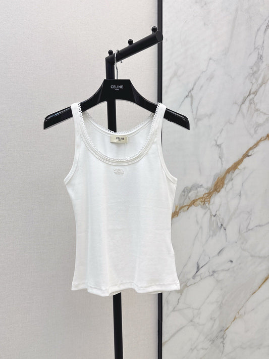 Cel* 25ss lace trim cotton vest