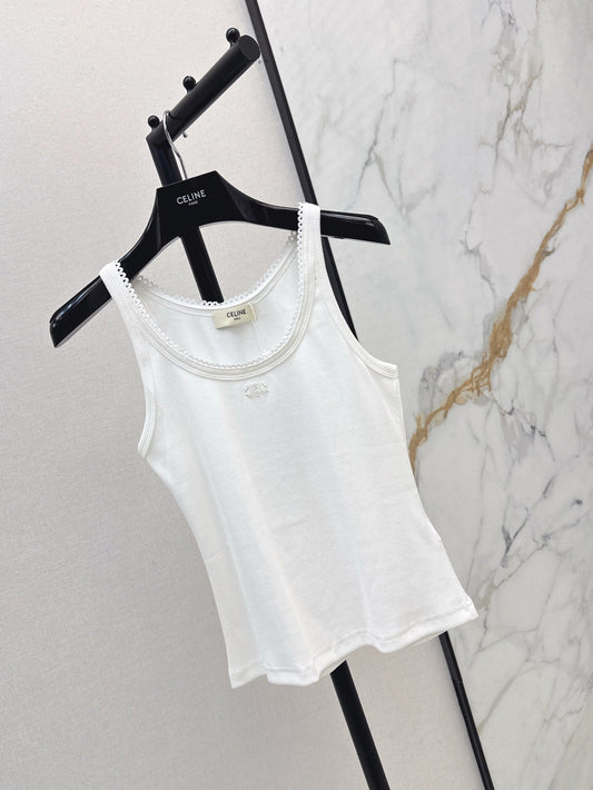 Cel* 25ss lace trim cotton vest