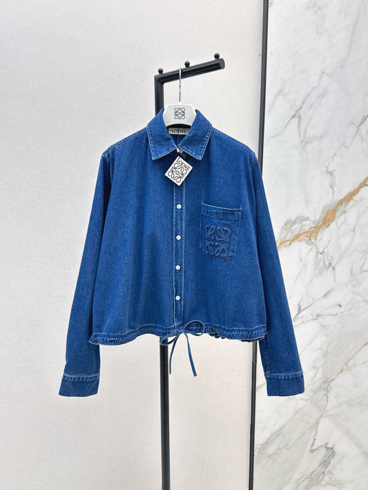 Loe* 25ss split back denim shirt