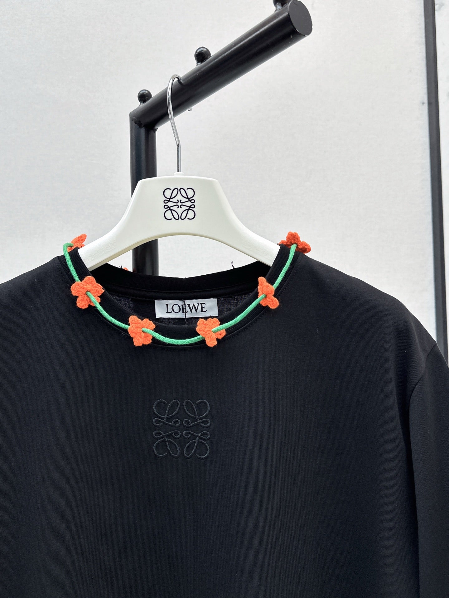 Loe* 25ss floral crochet collar T-shirt