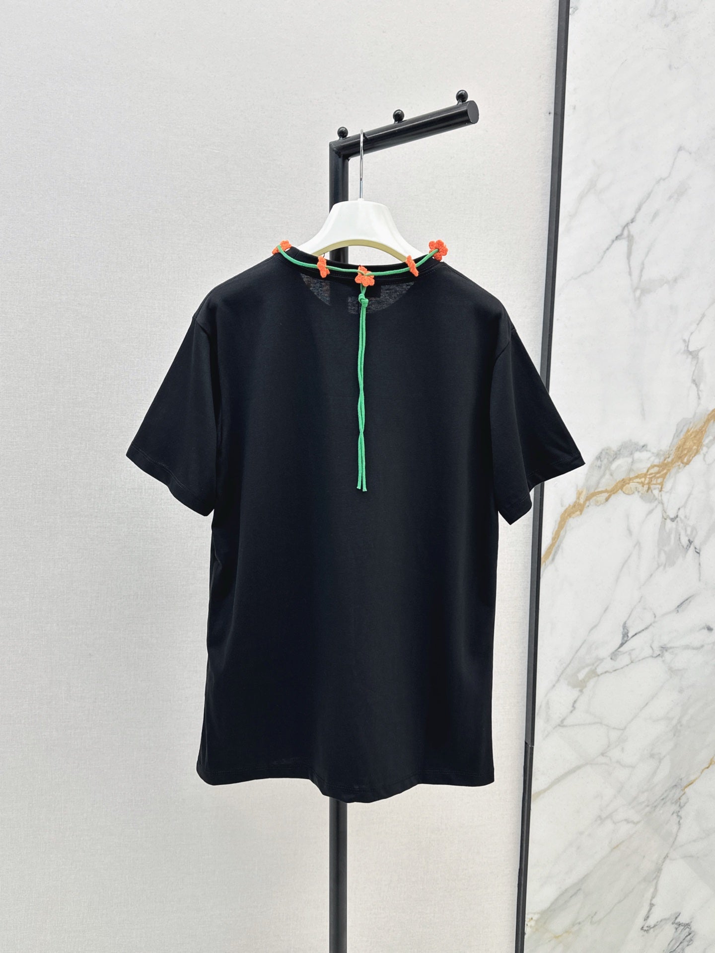 Loe* 25ss floral crochet collar T-shirt