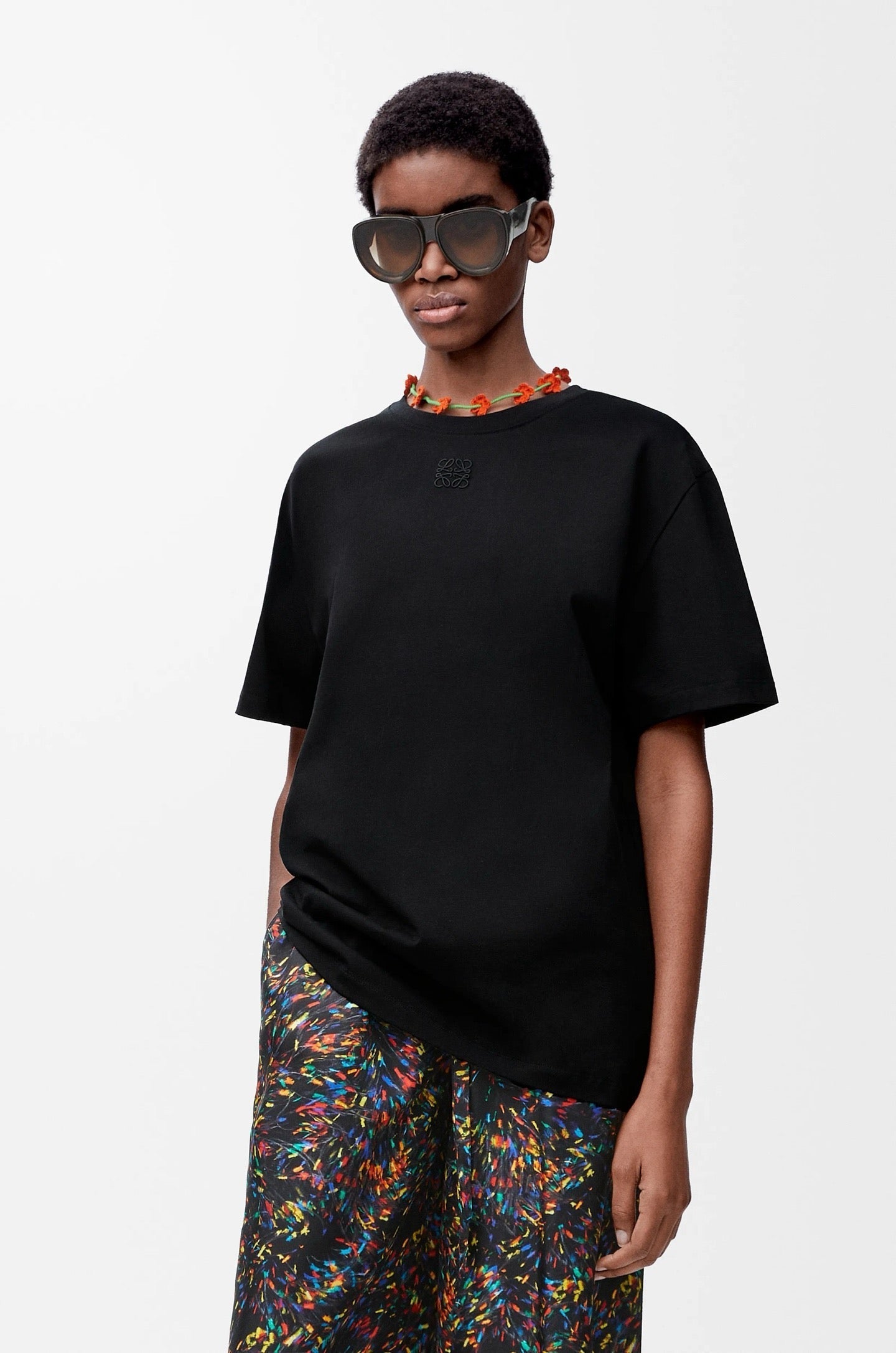 Loe* 25ss floral crochet collar T-shirt