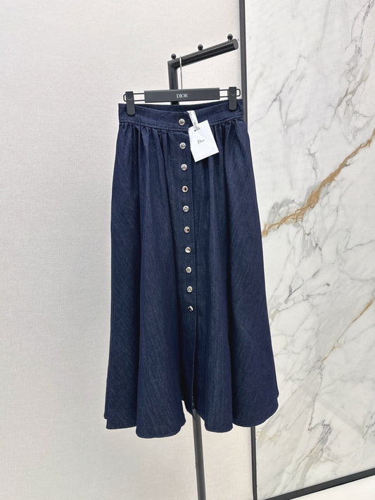 D*r 25ss button flared denim skirt