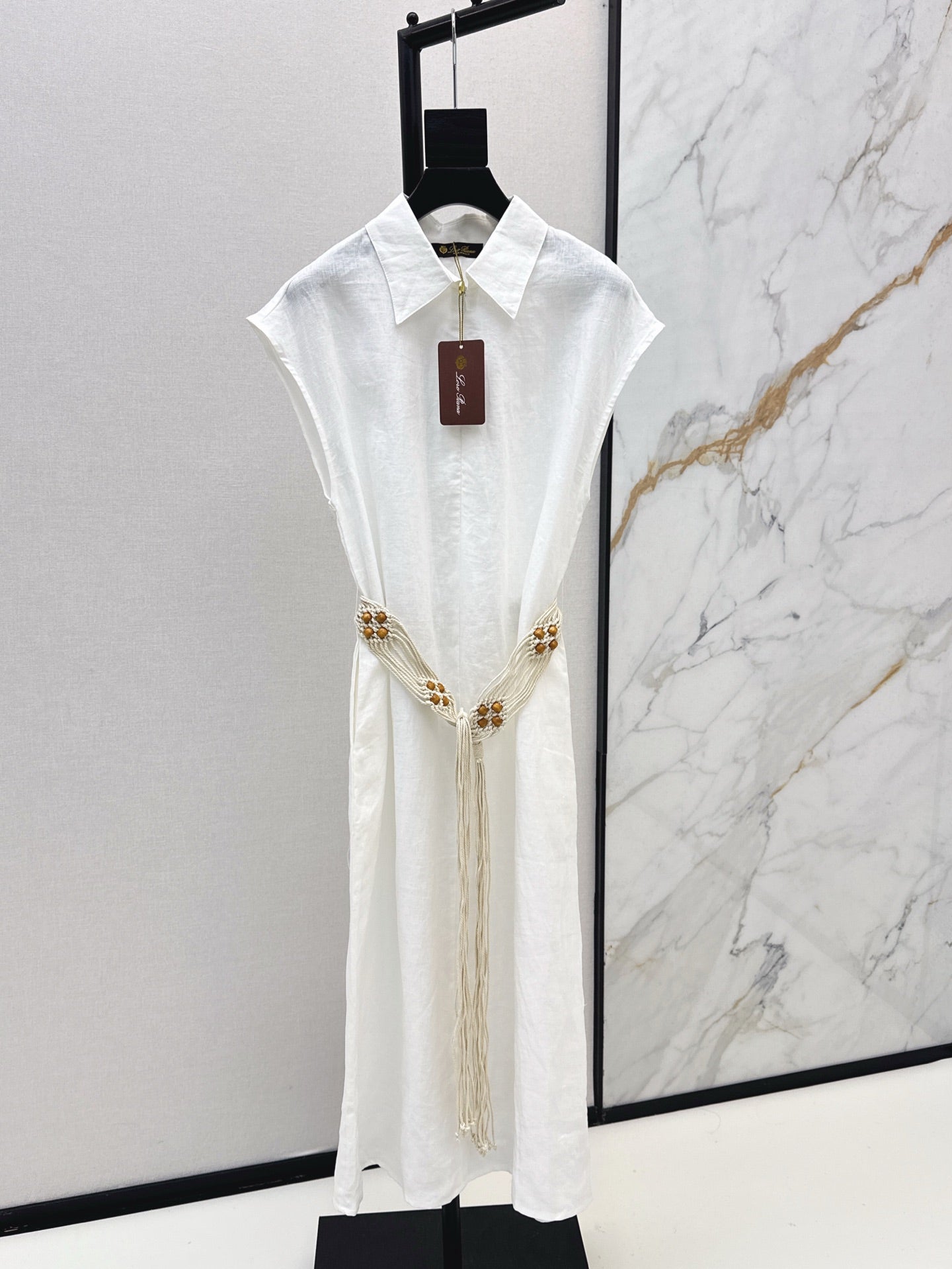 Lor*P 25ss linen tied belt shirt dress