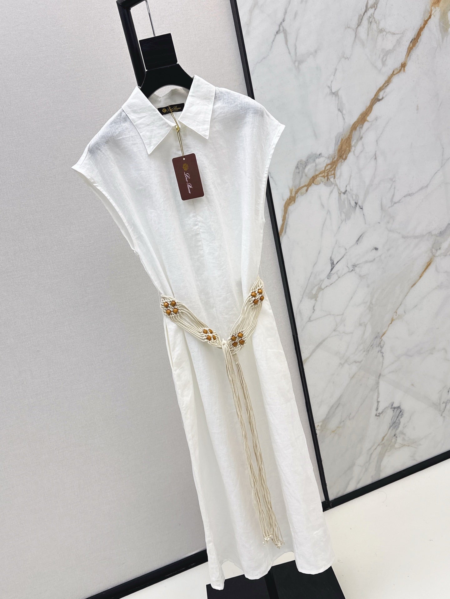 Lor*P 25ss linen tied belt shirt dress
