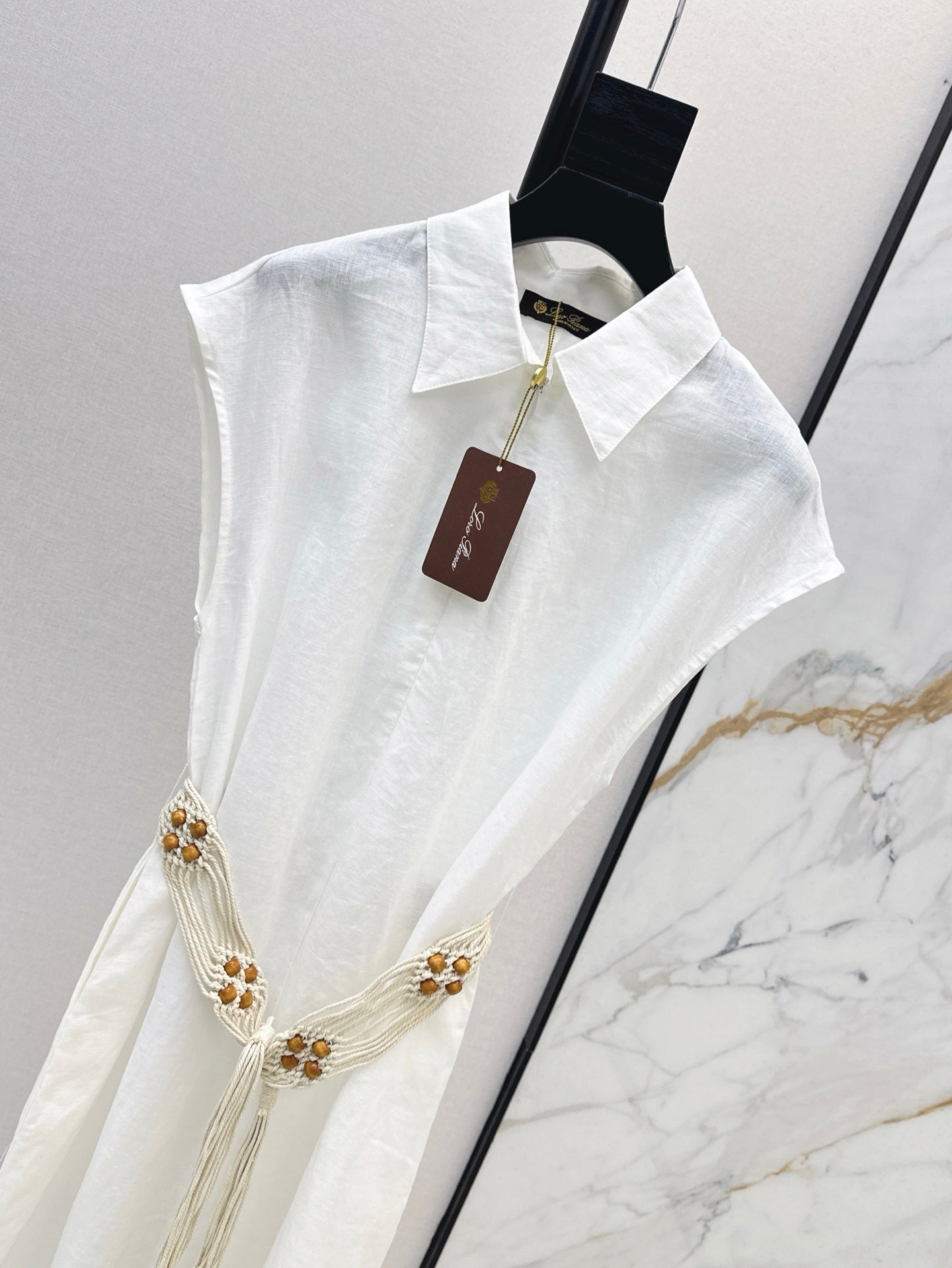 Lor*P 25ss linen tied belt shirt dress