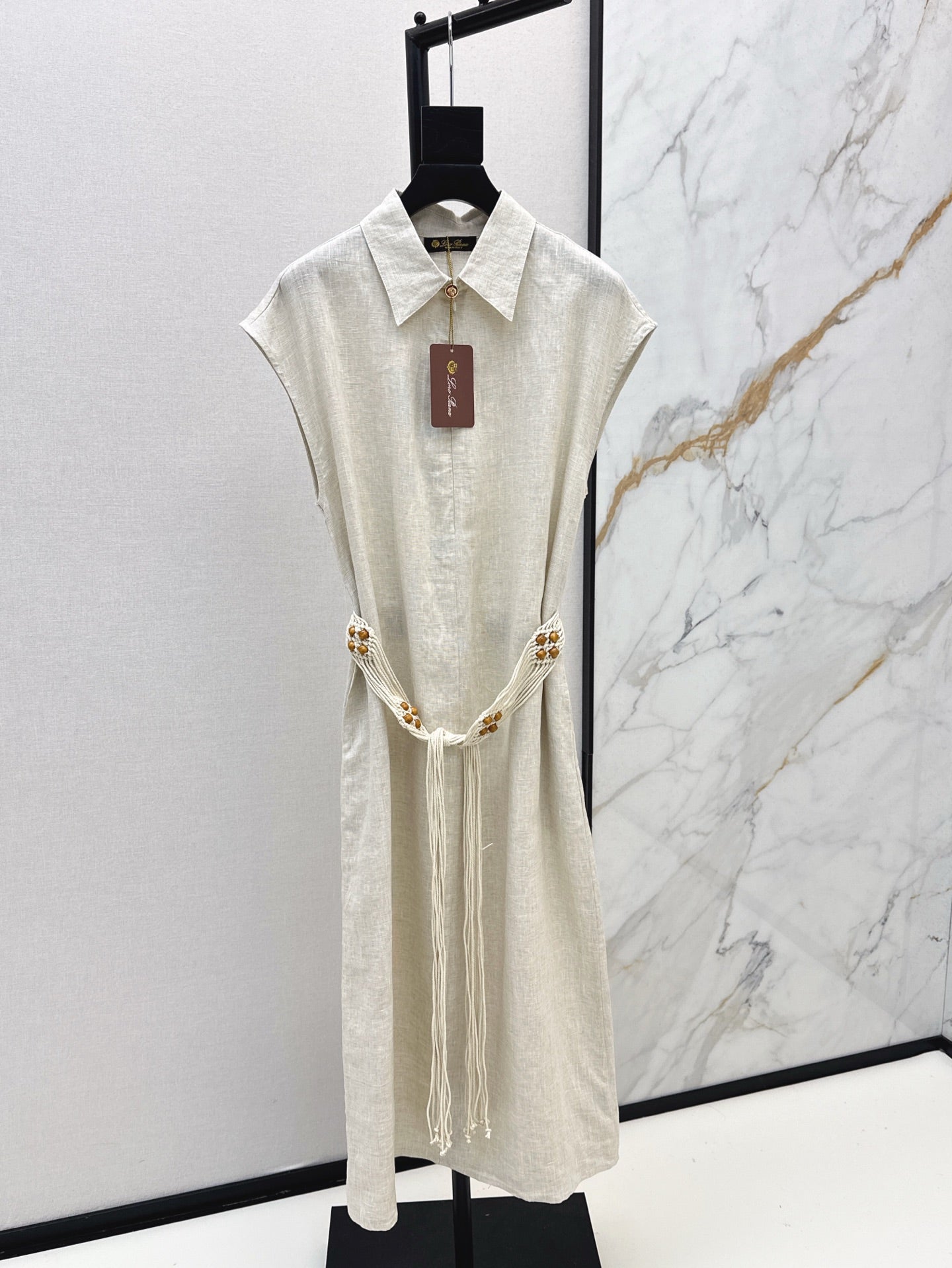 Lor*P 25ss linen tied belt shirt dress