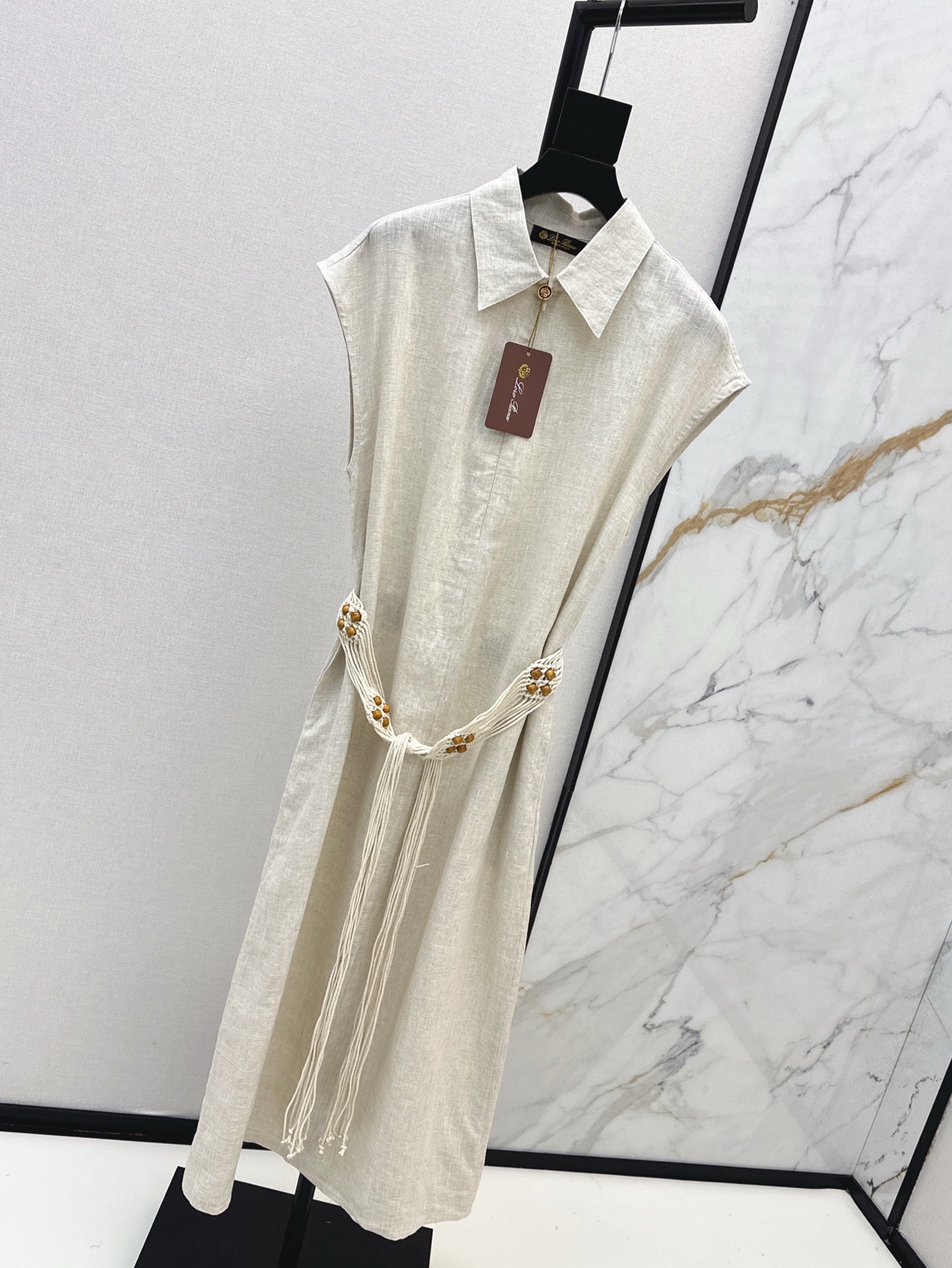 Lor*P 25ss linen tied belt shirt dress