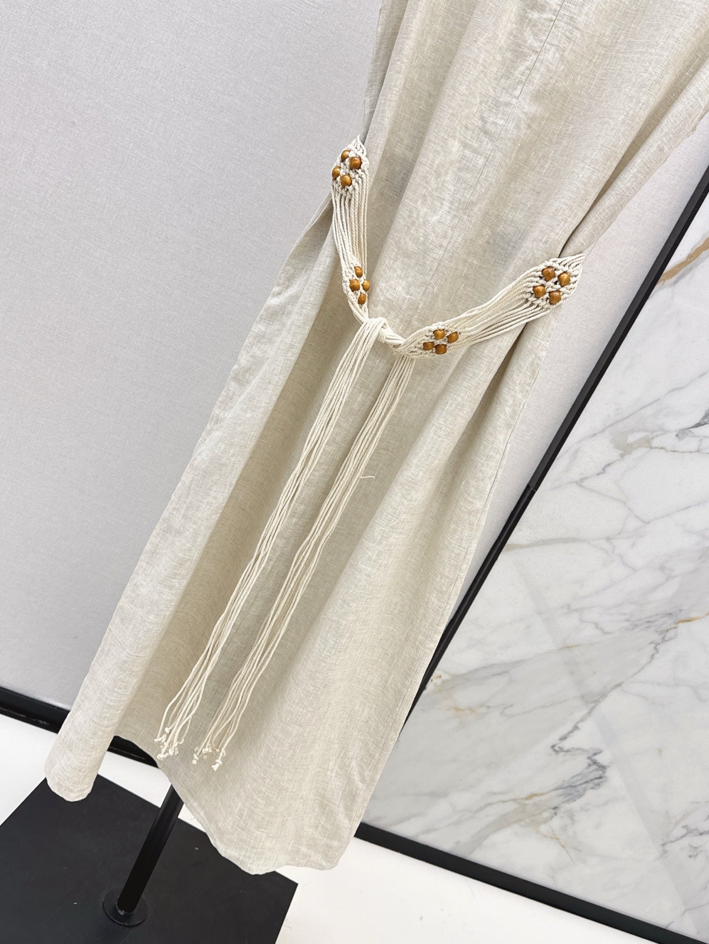 Lor*P 25ss linen tied belt shirt dress