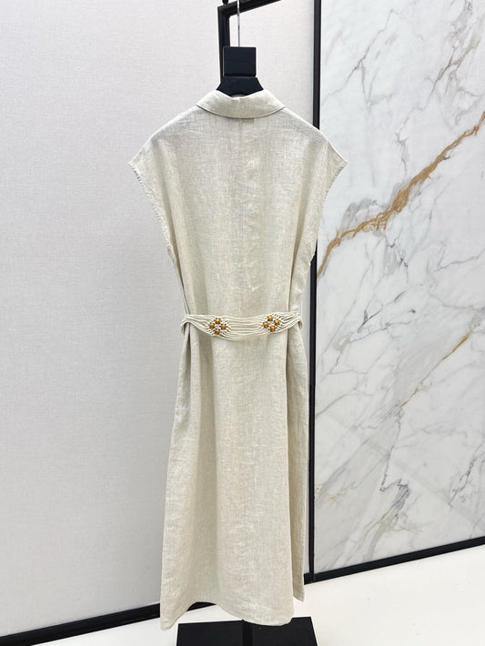 Lor*P 25ss linen tied belt shirt dress