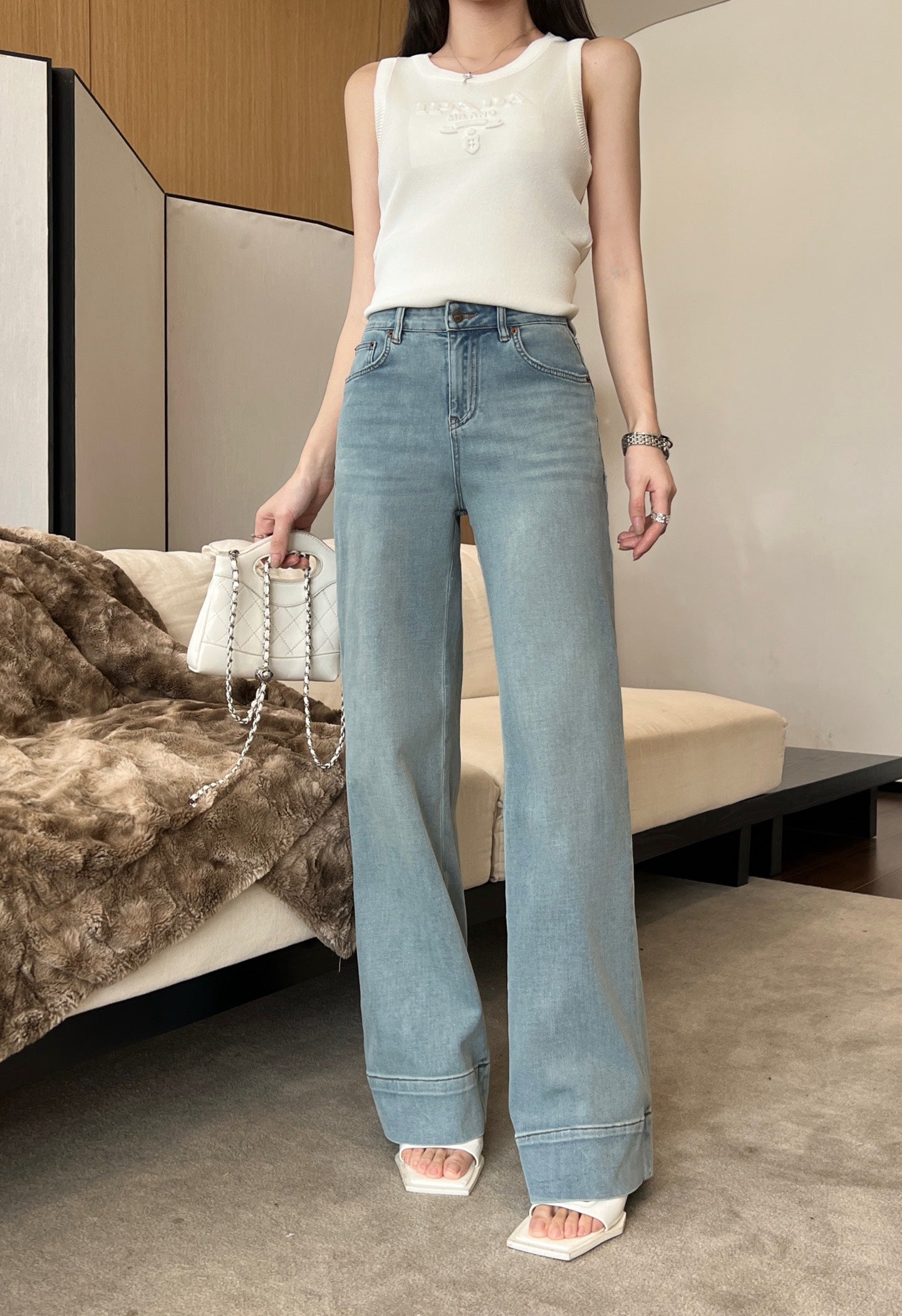 Valen* 25ss straight washed denim straight jeans