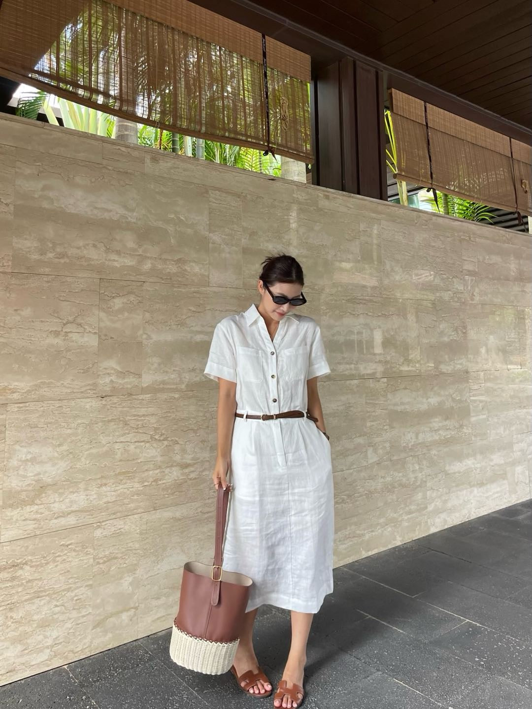 Lor*P 25ss linen belted shirt dress