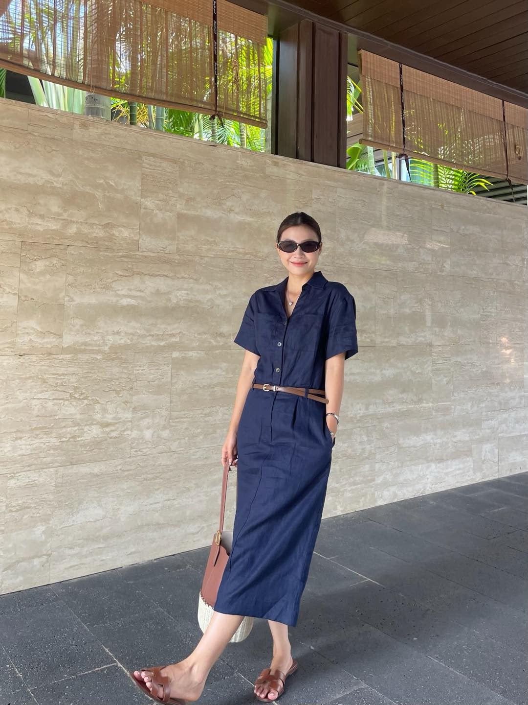 Lor*P 25ss linen belted shirt dress