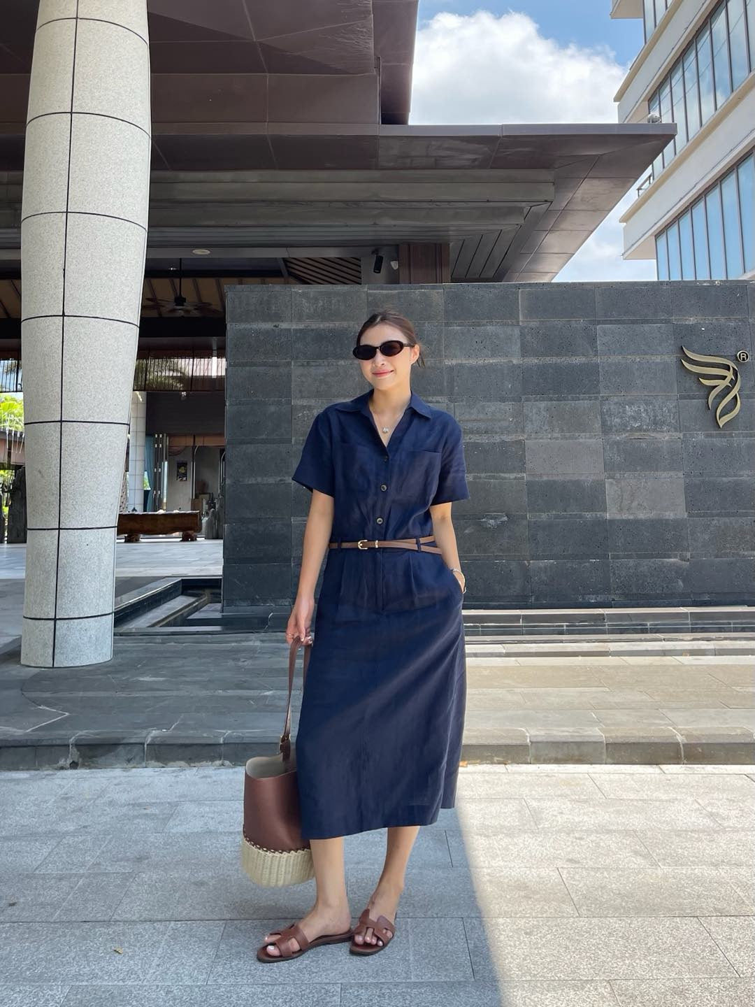 Lor*P 25ss linen belted shirt dress