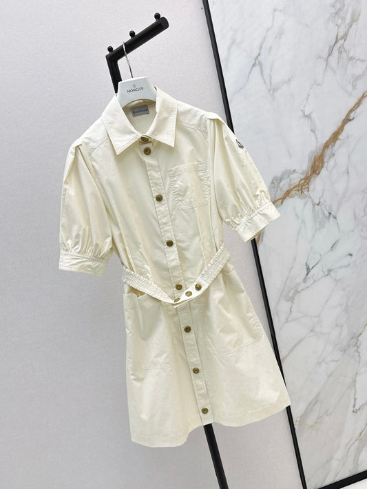 Monc* 25ss button belted mini dress