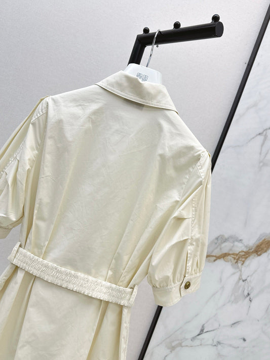 Monc* 25ss button belted mini dress