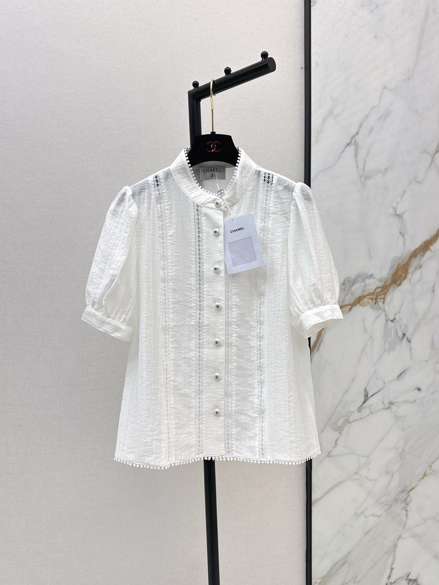 C*nel 25ss embroidered lace shirt