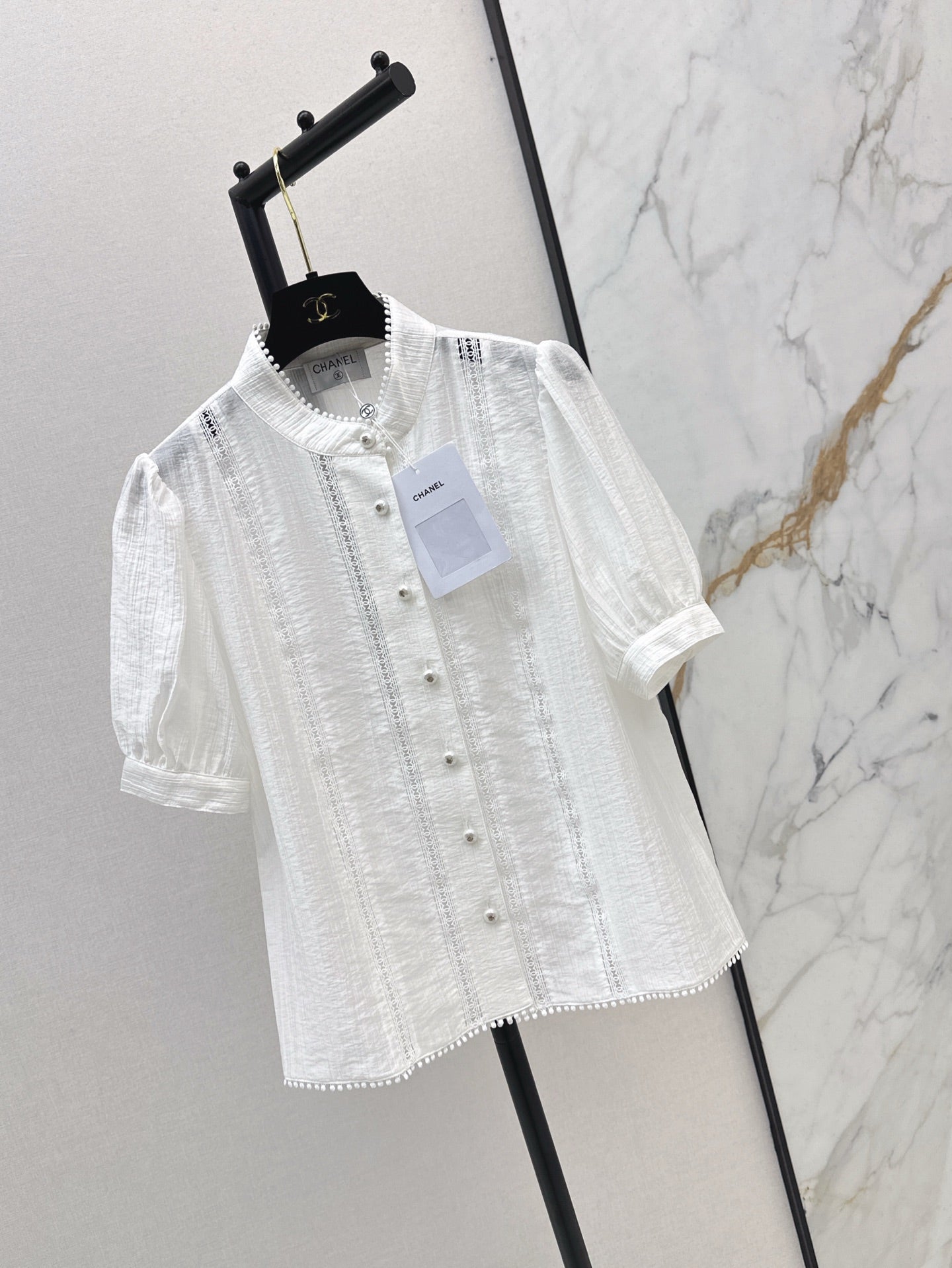 C*nel 25ss embroidered lace shirt