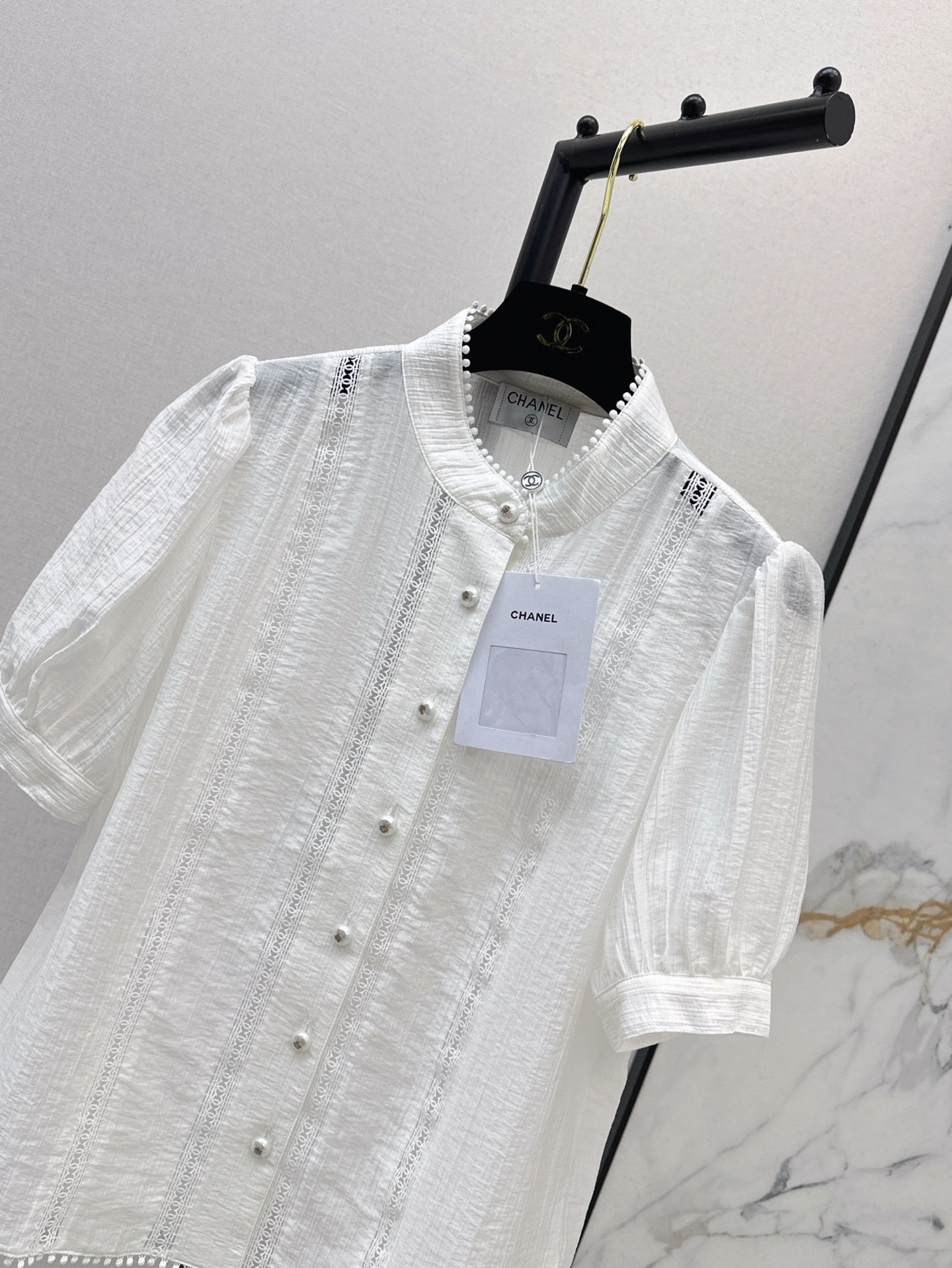 C*nel 25ss embroidered lace shirt