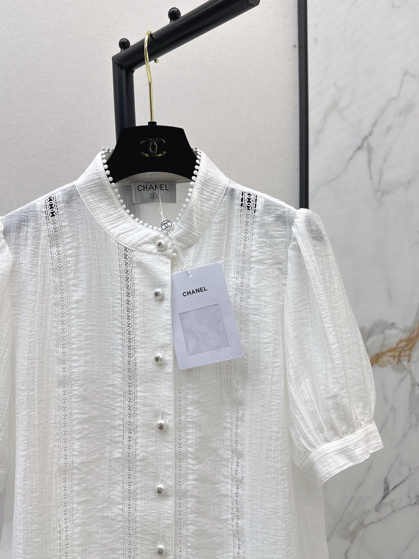 C*nel 25ss embroidered lace shirt
