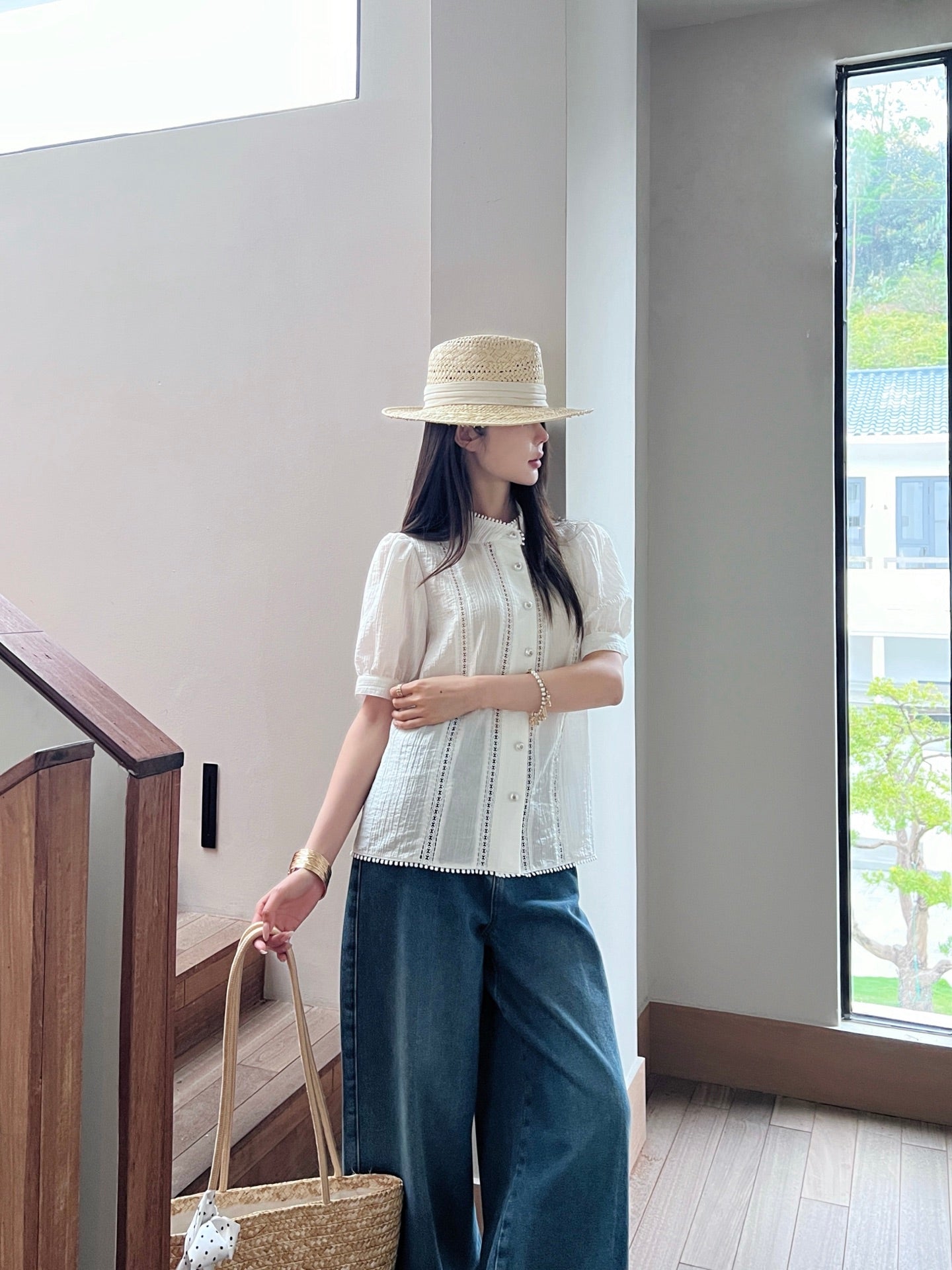 C*nel 25ss embroidered lace shirt