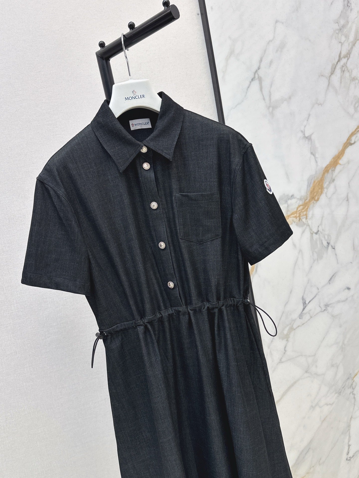Monc* 25ss mid-length drawstring shirt dress