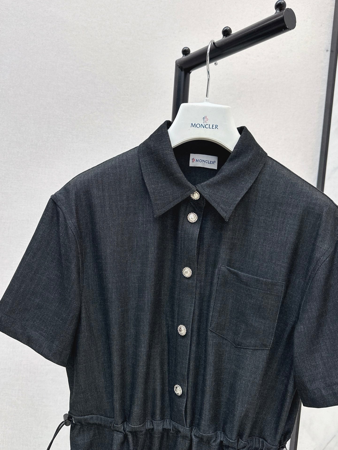 Monc* 25ss mid-length drawstring shirt dress