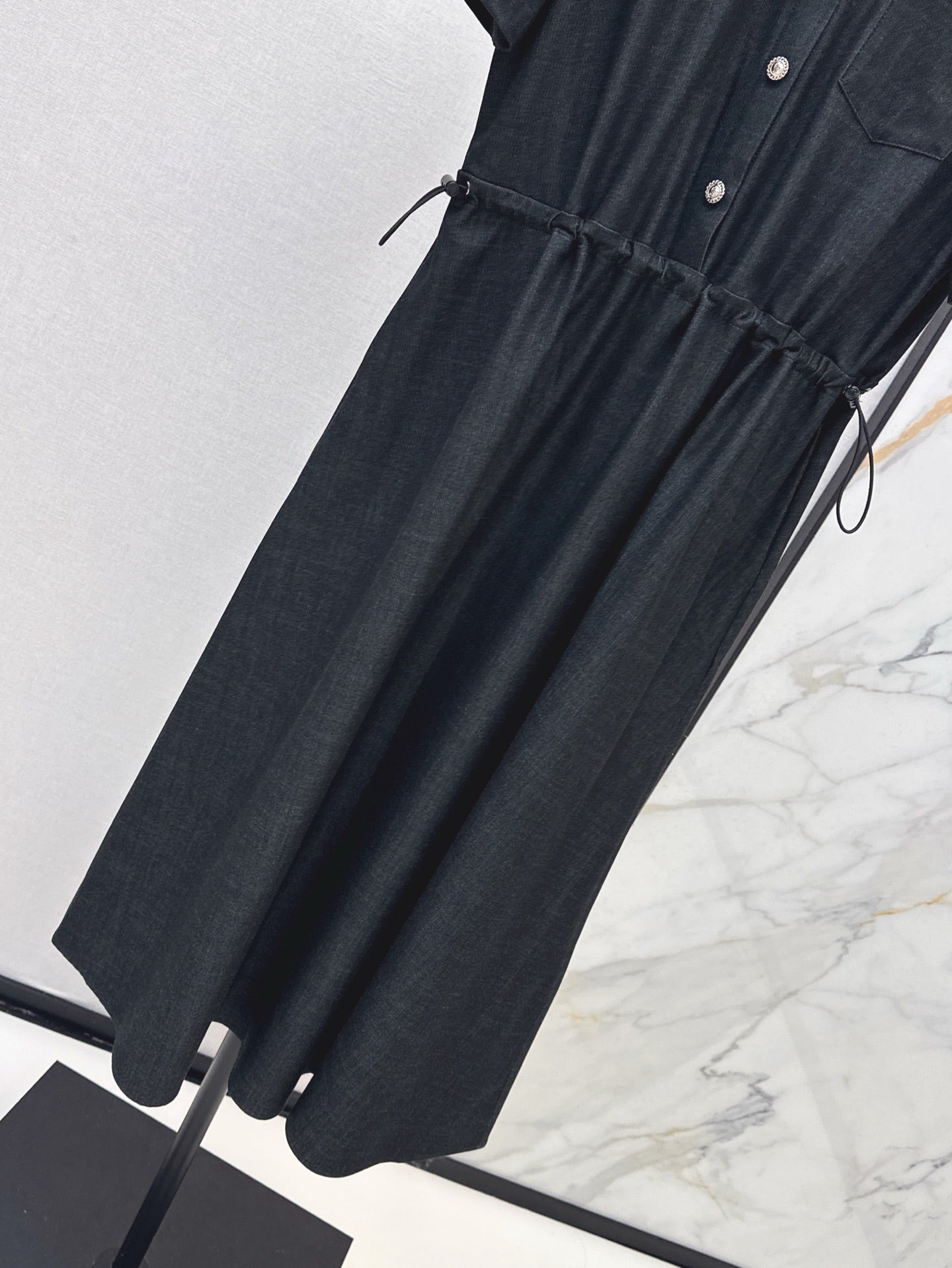 Monc* 25ss mid-length drawstring shirt dress