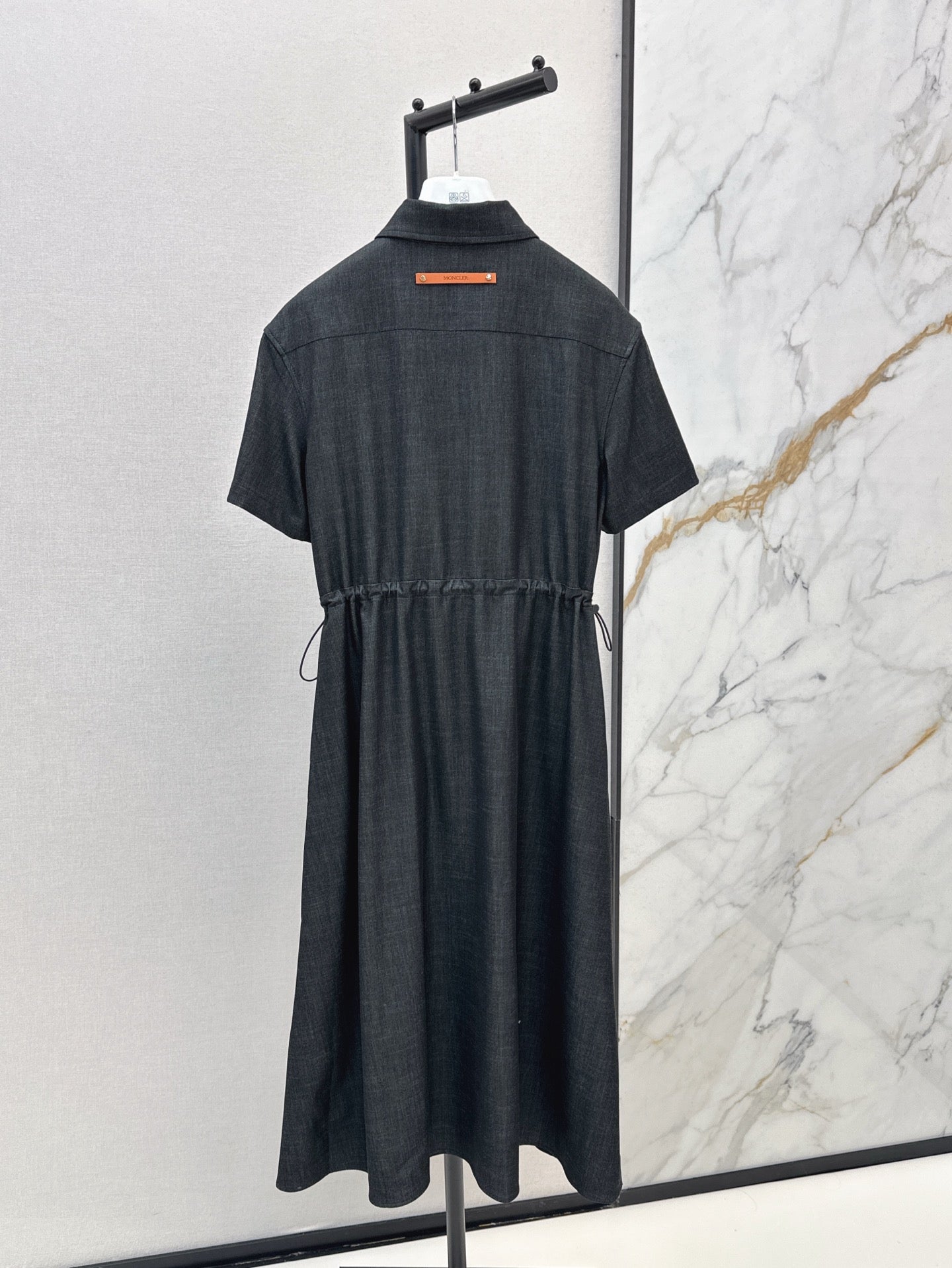 Monc* 25ss mid-length drawstring shirt dress