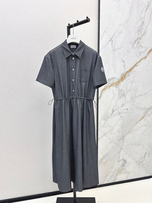 Monc* 25ss mid-length drawstring shirt dress