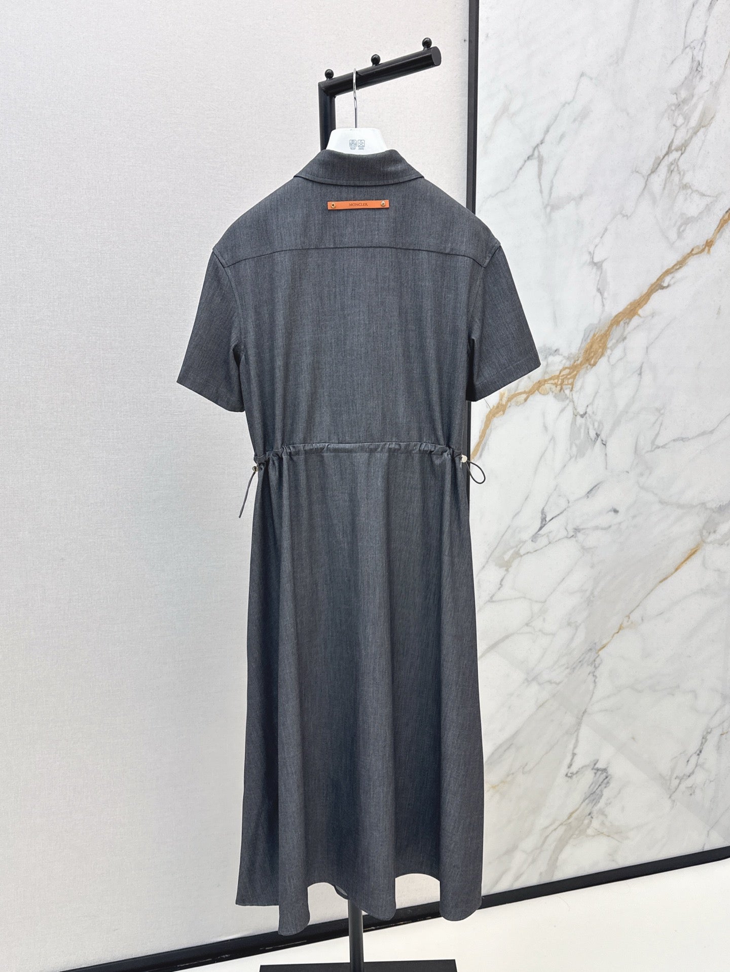 Monc* 25ss mid-length drawstring shirt dress
