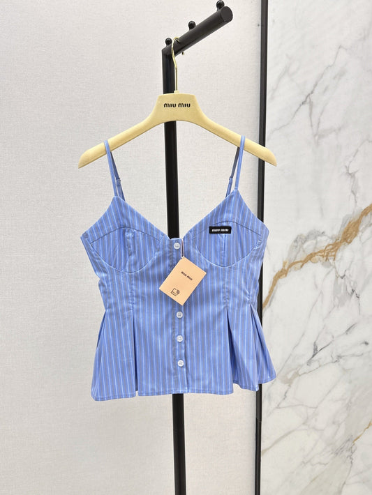M*u 25ss ruffled striped camisole