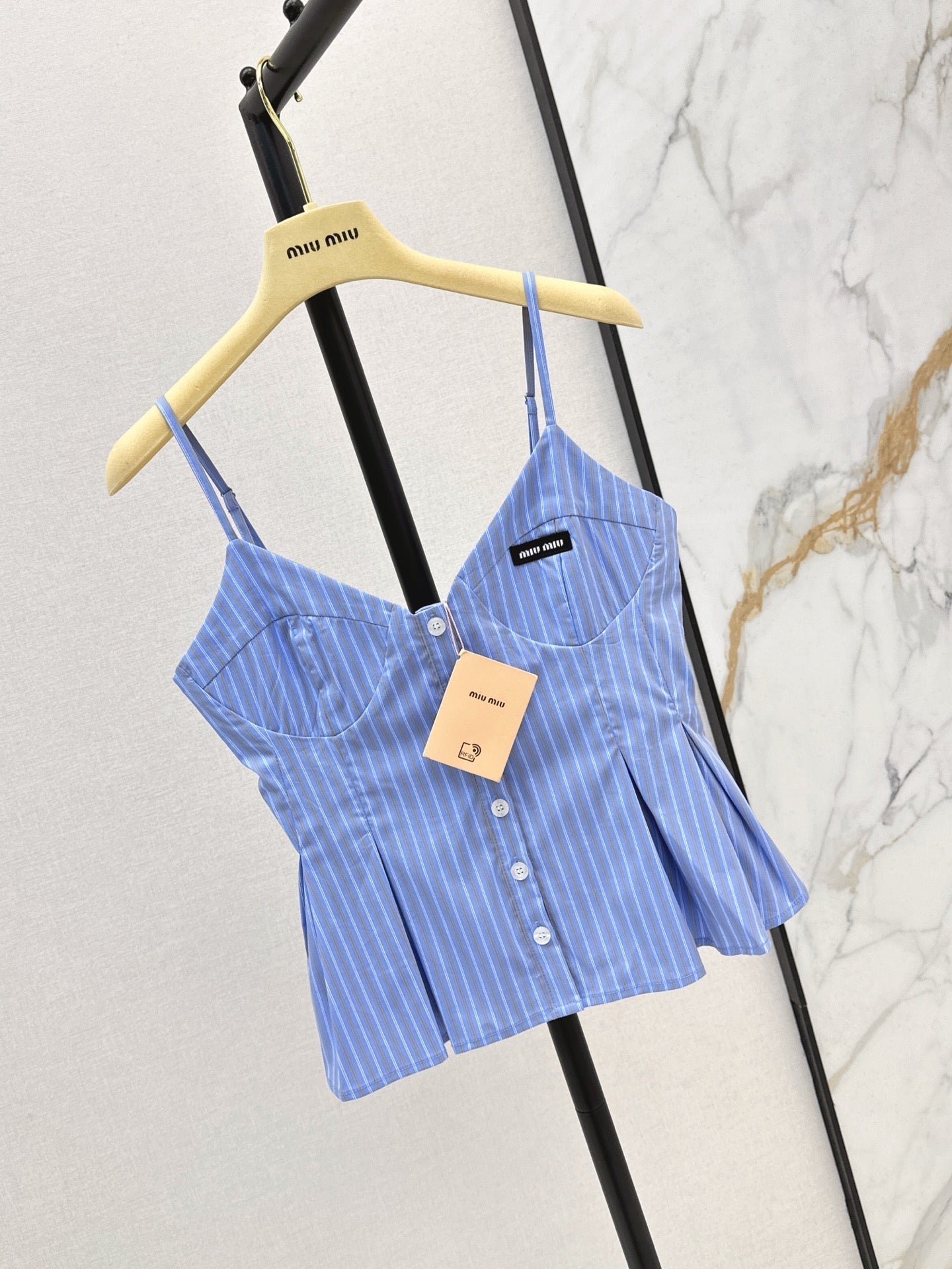 M*u 25ss ruffled striped camisole