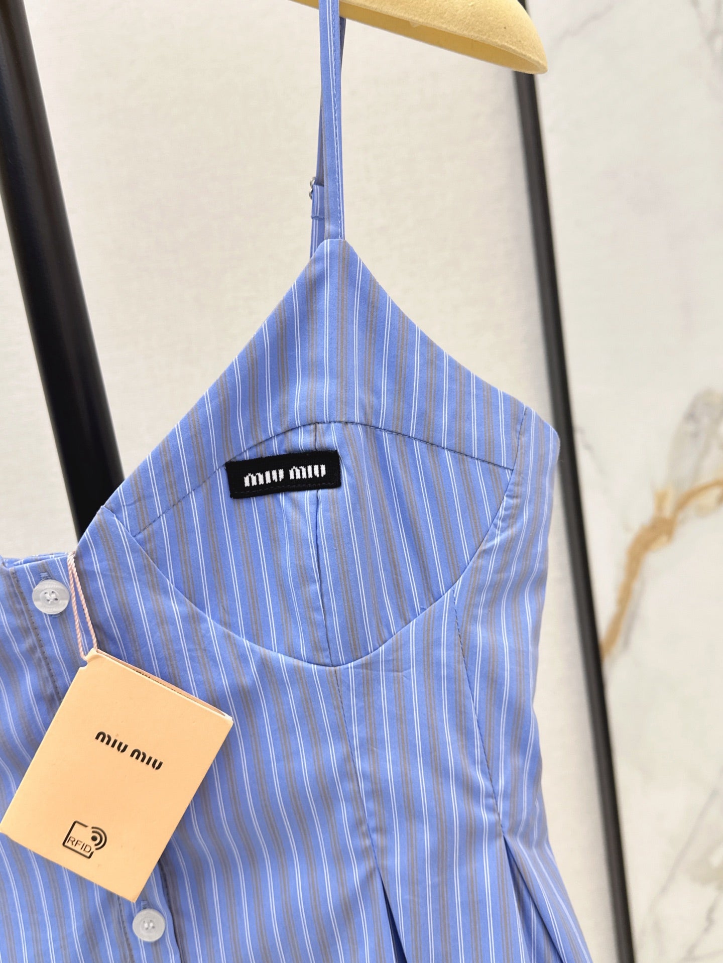 M*u 25ss ruffled striped camisole