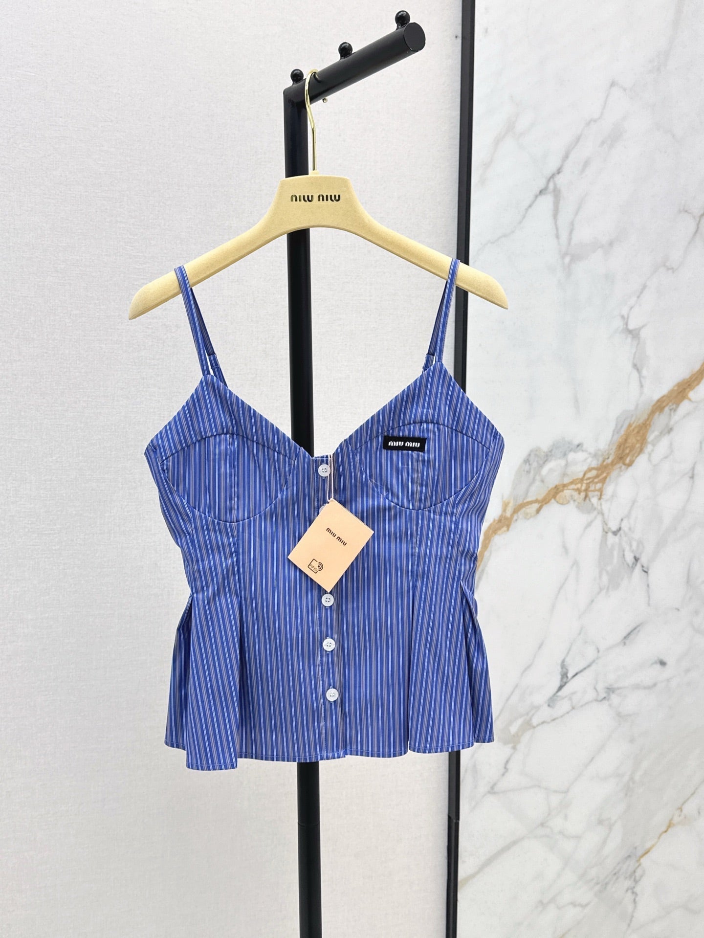 M*u 25ss ruffled striped camisole