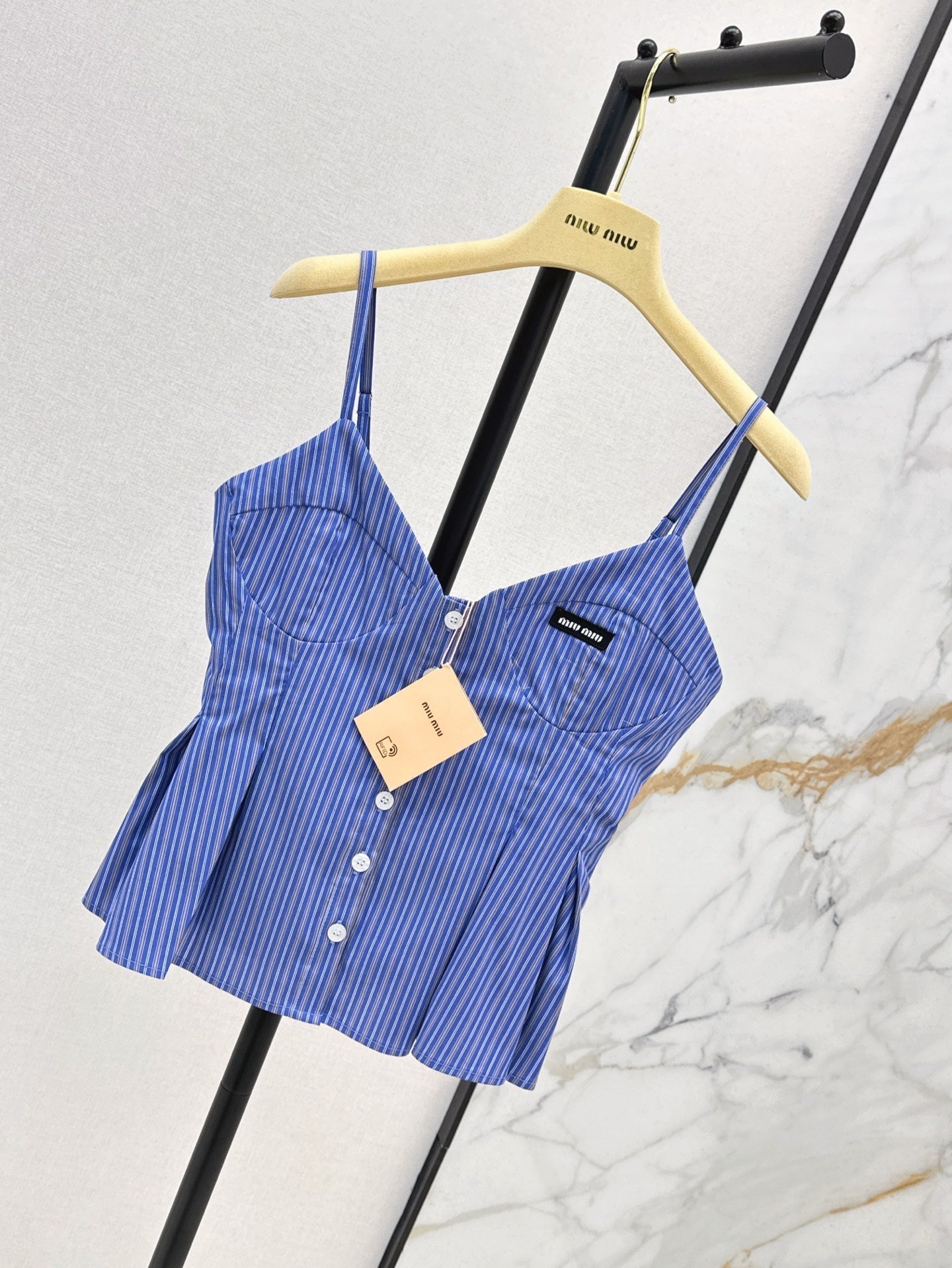M*u 25ss ruffled striped camisole