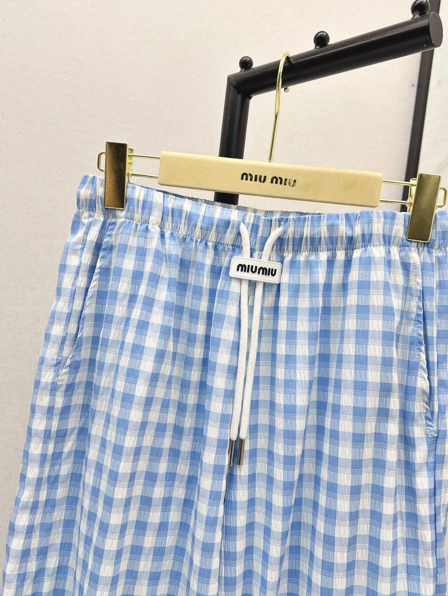 M*u 25ss check drawstring pants