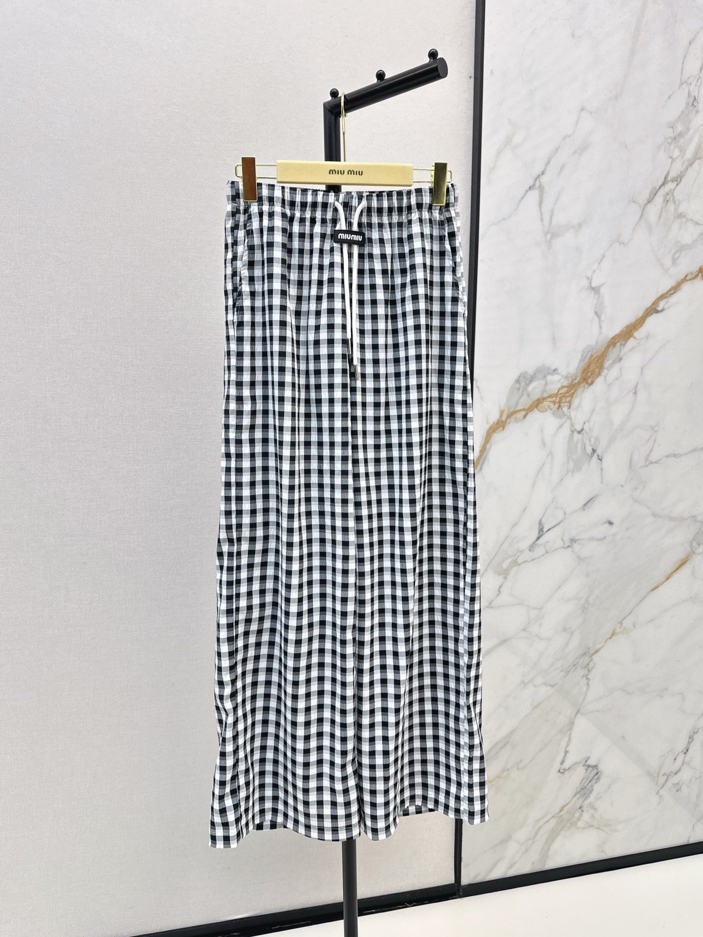 M*u 25ss check drawstring pants